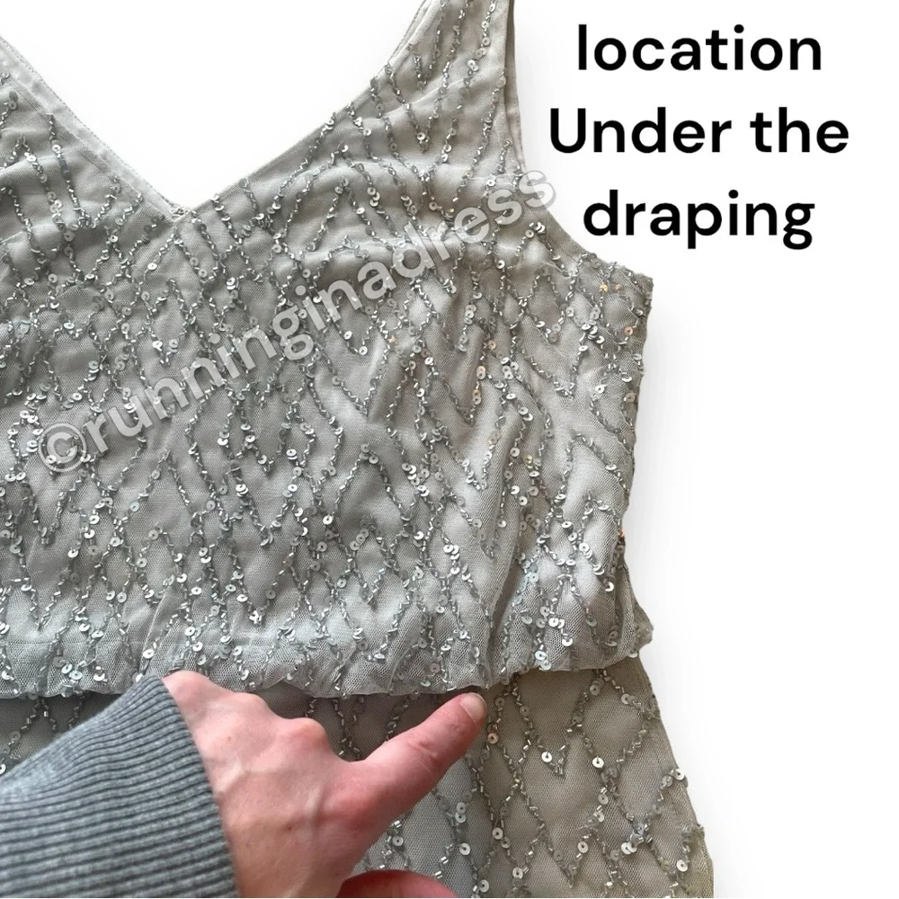 NWT BHLDN Anthropologie Blaise Gown Silver Gray Hand Beaded Geo Dress 8 - Picture 14 of 15